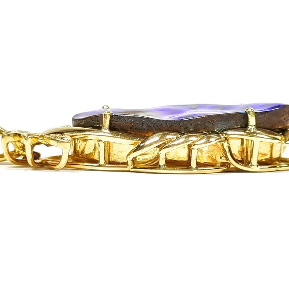 Stunning Natural 9.75 CT Fire Blue Opal on 18k gold Pendant and 14k Chain - Picture 7 of 12